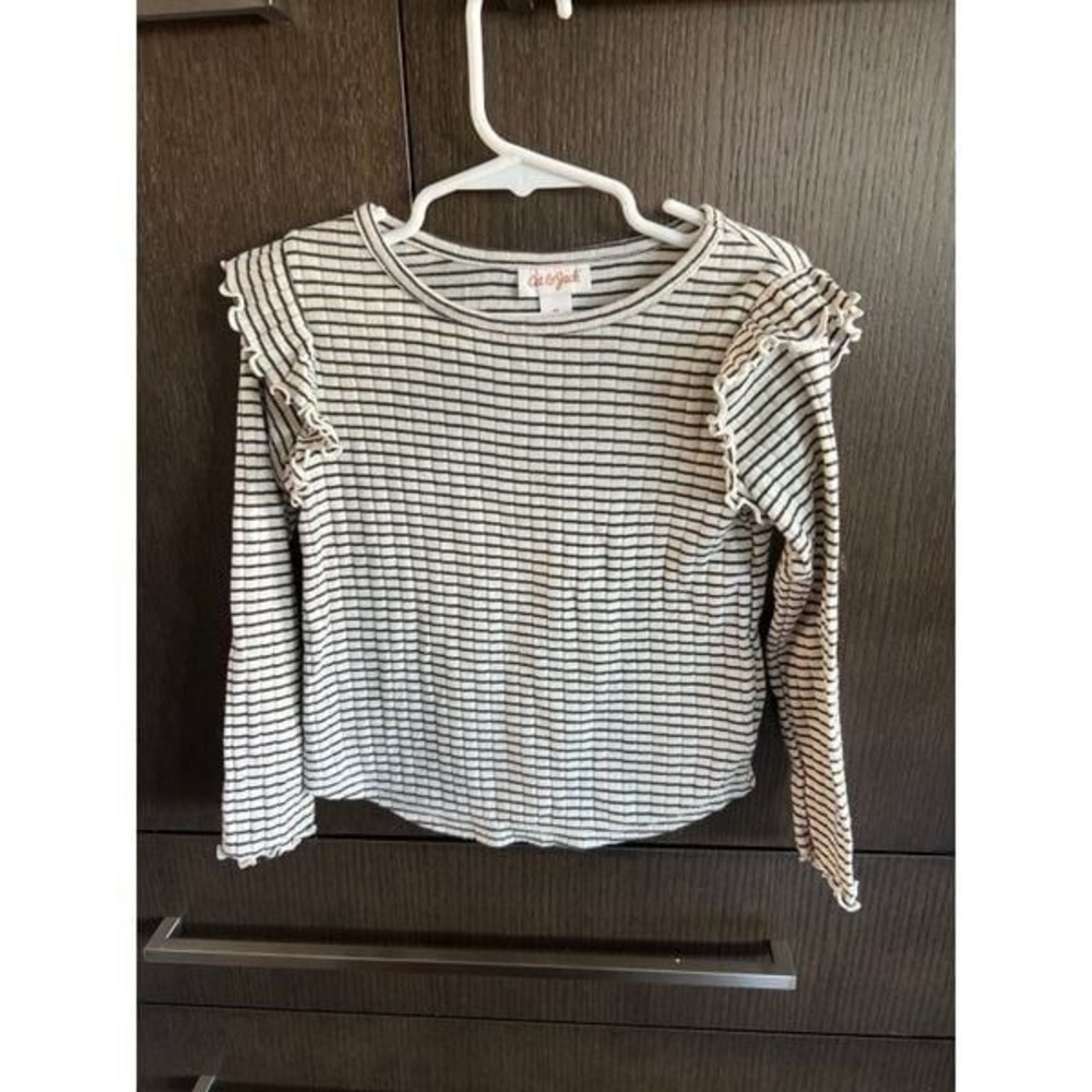 Cat & Jack‎ stripe girl long sleeve ruffle 4T